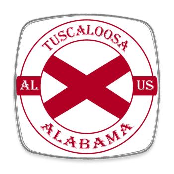 Tuscaloosa Alabama Flag USA Travel Souvenir Badge - Square fridge magnet - white - Front