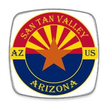 San Tan Valley Arizona Flagge USA Souvenir Abzeichen - Viereckiger Kühlschrankmagnet - Weiß - Vorne