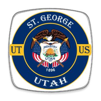 St. George Utah Flag USA Travel Souvenir Badge - Square fridge magnet - white - Front