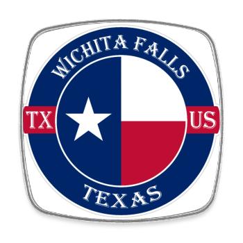 Wichita Falls Texas Flagge USA Reise Souvenir Abzeichen - Viereckiger Kühlschrankmagnet - Weiß - Vorne