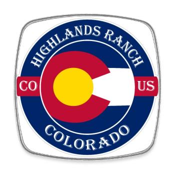 Highlands Ranch Colorado Flagge USA Souvenir Logo - Viereckiger Kühlschrankmagnet - Weiß - Vorne