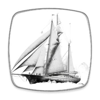 beautiful big sailing ship on the sea - Square fridge magnet - white - Front