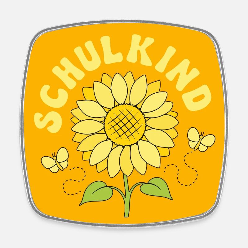 Schulkind Sonnenblume Schule Einschulung - Viereckiger Kühlschrankmagnet - Weiß
