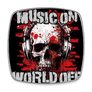 Music on, world off - Square fridge magnet - white - Front