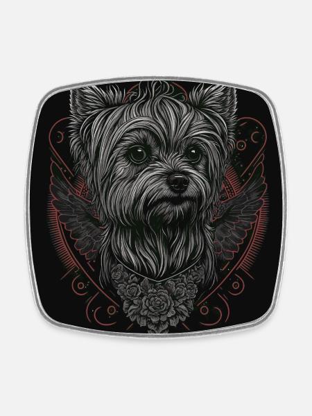 Yorkshire Terrier - Viereckiger Kühlschrankmagnet - Weiß