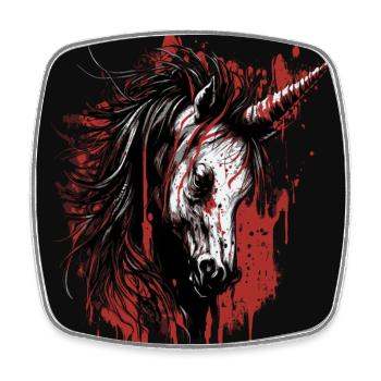 Licorne effrayante - Magnet carré - blanc - Devant