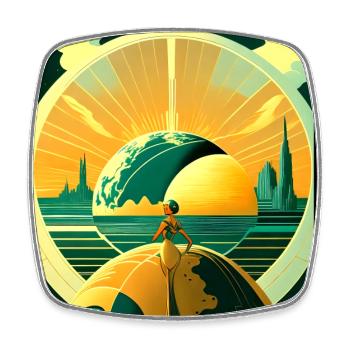 Planète futuro vintage - Magnet carré - blanc - Devant