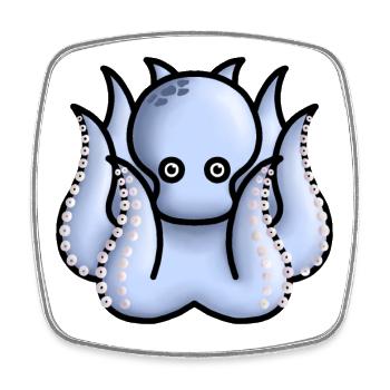 kleiner süßer hellblauer Oktopus - Viereckiger Kühlschrankmagnet - Weiß - Vorne