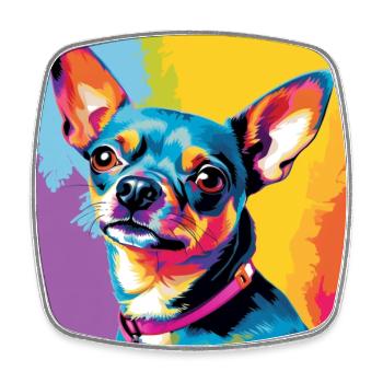 Chihuahua Pop Art - Magnet carré - blanc - Devant