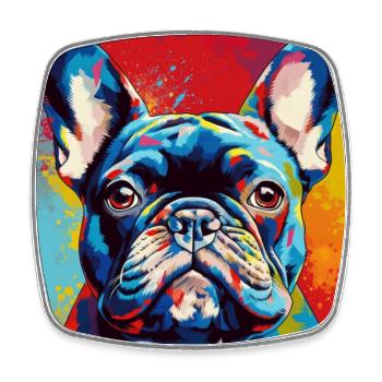 Bouledogue français Pop Art - Magnet carré - blanc - Devant