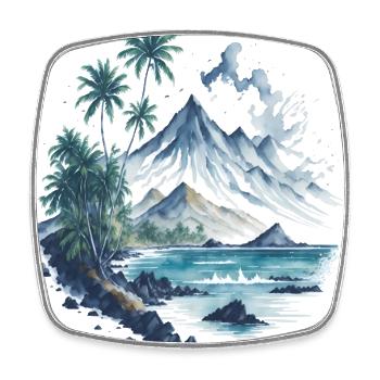 Peinture à l’aquarelle Tropical Paradise - Magnet carré - blanc - Devant
