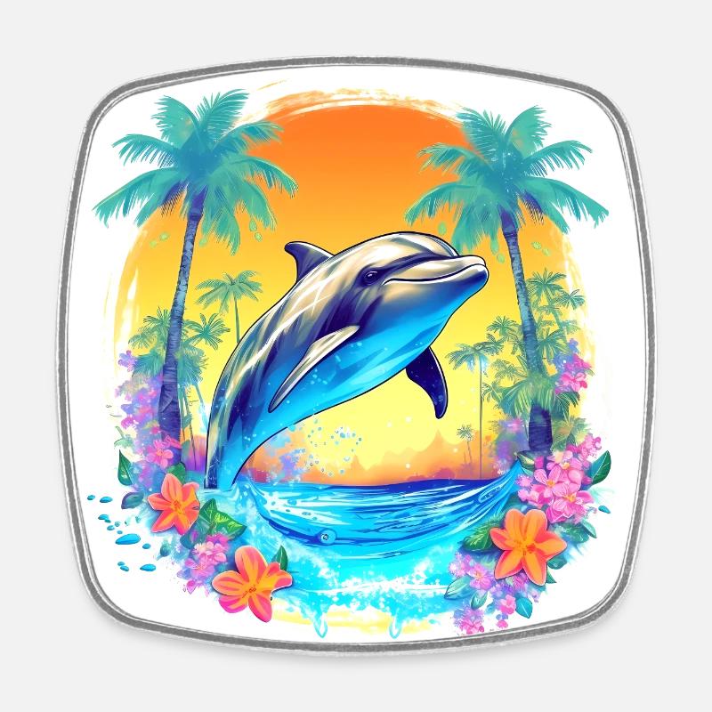 Palm Beach Dolphine - Magnet carré - blanc