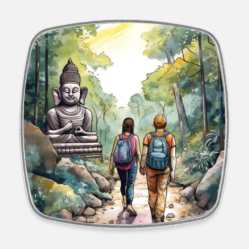 Lovers Jungle Adventure - Square fridge magnet - white