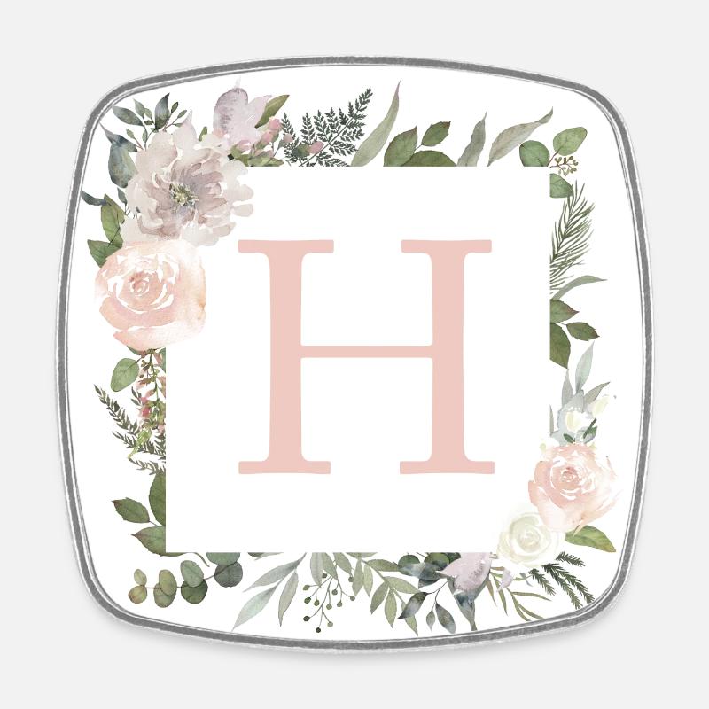 H Monogramm Eukalyptus-Boho - Viereckiger Kühlschrankmagnet - Weiß