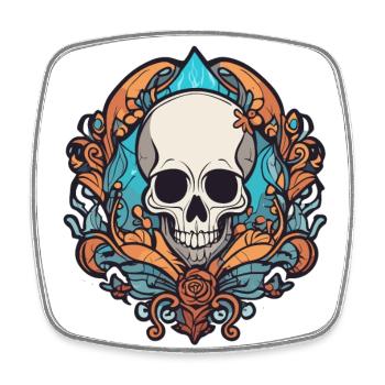 SkullOld - Magnet carré - blanc - Devant