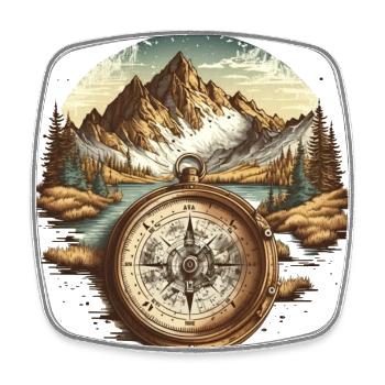 Compass to adventure - Square fridge magnet - white - Front