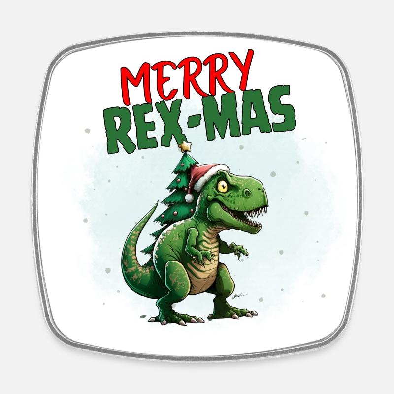 Merry Rex-Mas - Square fridge magnet - white
