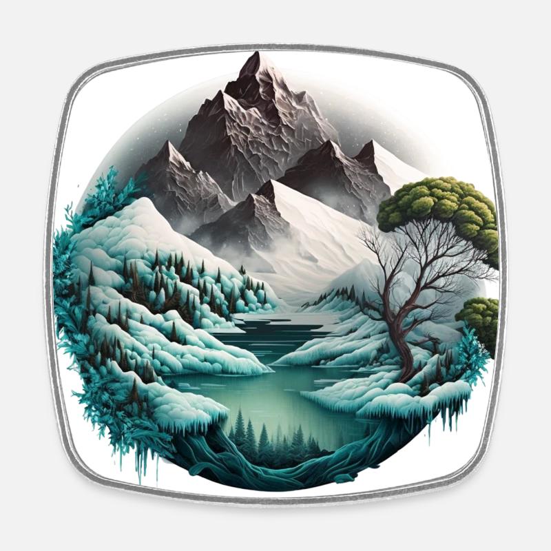 outdoors in nature - Square fridge magnet - white