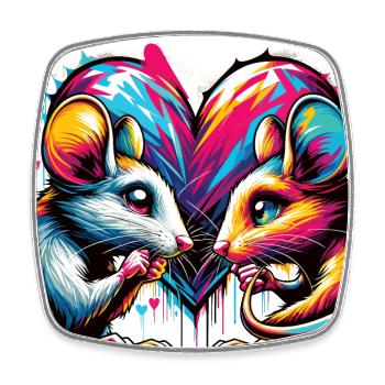 Verliebte Mäuse Liebe Herz Graffiti Street Art - Viereckiger Kühlschrankmagnet - Weiß - Vorne
