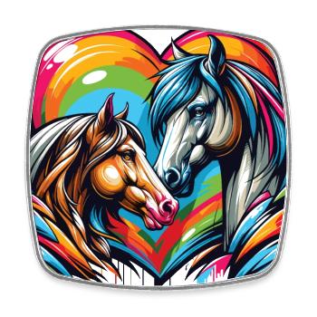 Cheval Amour Dans L’amour Chevaux Coeur Graffiti Style - Magnet carré - blanc - Devant