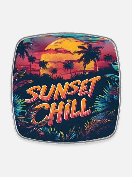 COUCHER DE SOLEIL CHILL - Magnet carré - blanc