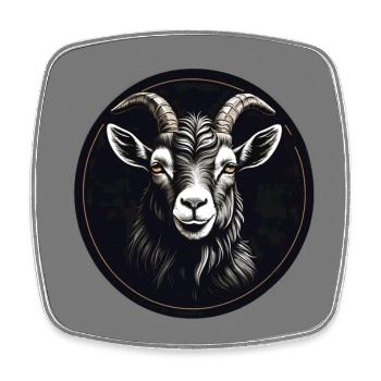 Goat portrait in dark circle area - Square fridge magnet - white - Front
