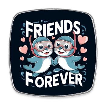 Two Funny Seals Seals Friends Forever - Square fridge magnet - white - Front