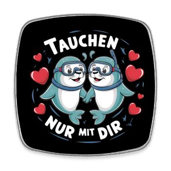 Tauchen nur mit Dir lustige verliebte Seehunde - Viereckiger Kühlschrankmagnet - Weiß - Vorne