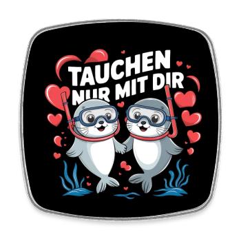 Tauchen nur mit Dir lustige verliebte Seehunde - Viereckiger Kühlschrankmagnet - Weiß - Vorne