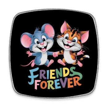 Friends Forever Cat and Mouse Friendship - Square fridge magnet - white - Front