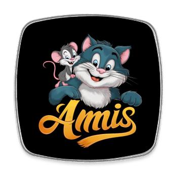 Amis pour toujours Chat et souris - Magnet carré - blanc - Devant