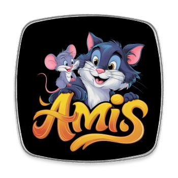 Amis pour toujours Chat et souris - Magnet carré - blanc - Devant