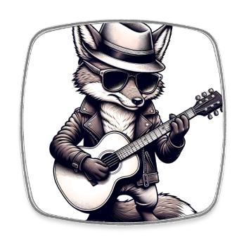 Guitare Fox de dessin animé personnalisée TShirt - Magnet carré - blanc - Devant