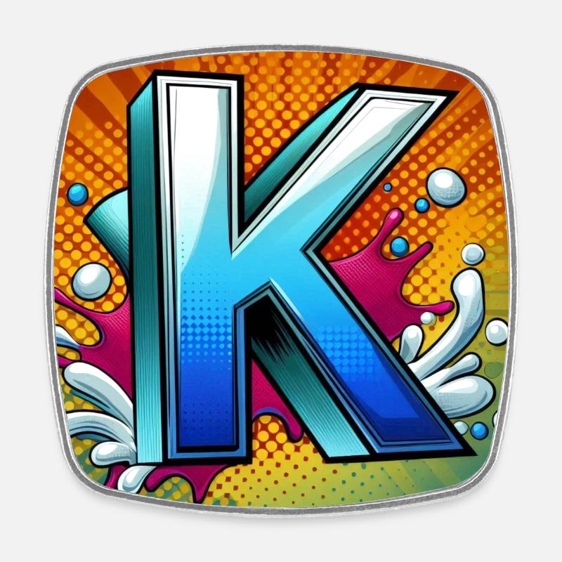K - Viereckiger Kühlschrankmagnet - Weiß