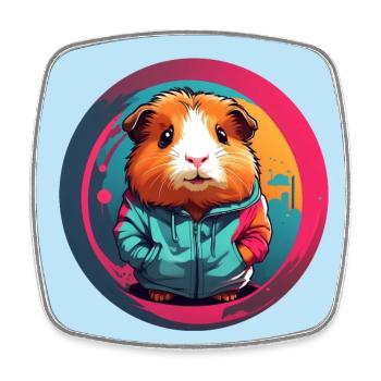 Cute guinea pig with hoody - Square fridge magnet - white - Front