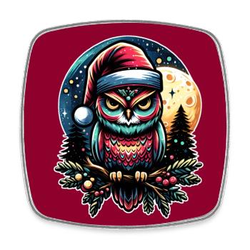 Kleine Weihnachtseule im Winterwald Weihnachtswald - Viereckiger Kühlschrankmagnet - Weiß - Vorne
