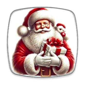 Père Noël festif avec des cadeaux Illustration - Magnet carré - blanc - Devant