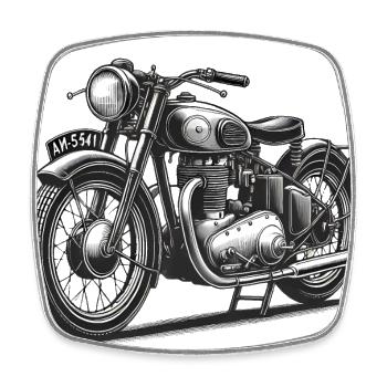 Vintage Motorcycle Line Art Design - Square fridge magnet - white - Front