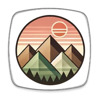 Geometrische Sonnenuntergangs-Berglandschaft - Viereckiger Kühlschrankmagnet - Weiß - Vorne
