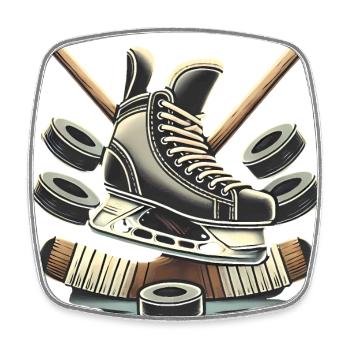Hockey Skates Sticks Illustration - Viereckiger Kühlschrankmagnet - Weiß - Vorne