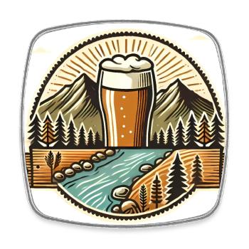 Mountain Beer Adventure Badge Design - Square fridge magnet - white - Front