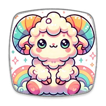 Bunte süße Widder Cartoon Illustration - Viereckiger Kühlschrankmagnet - Weiß - Vorne