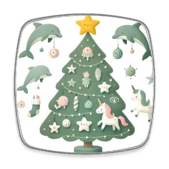 Skurrile Weihnachtsbaum-Fantasie - Viereckiger Kühlschrankmagnet - Weiß - Vorne