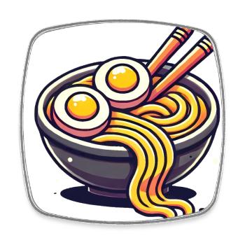 Cartoon Ramen Bowl mit Eiern Nudeln - Viereckiger Kühlschrankmagnet - Weiß - Vorne