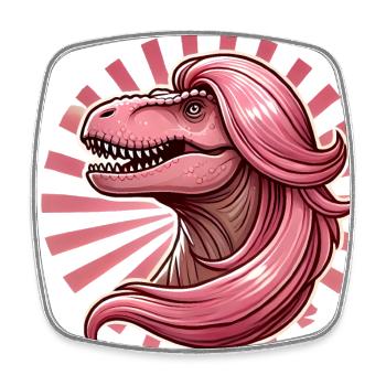 PinkHaired Diva TRex Illustration - Square fridge magnet - white - Front