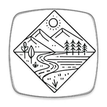 Minimalistische Natur Berglinie Kunst Abzeichen - Viereckiger Kühlschrankmagnet - Weiß - Vorne