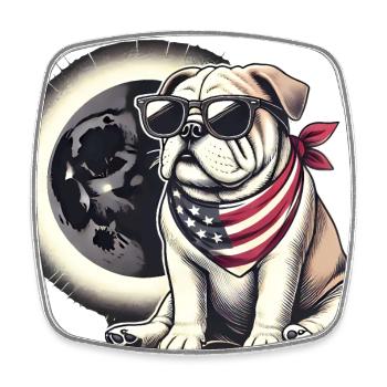 Patriotische Bulldogge Sonnenfinsternis - Viereckiger Kühlschrankmagnet - Weiß - Vorne