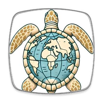 Earth Turtle Globe Illustration - Square fridge magnet - white - Front