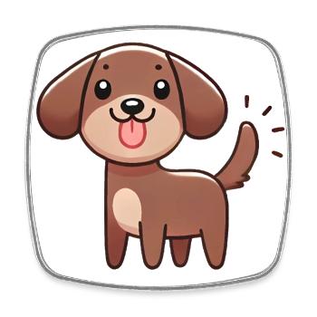 Glücklicher Cartoon-Hund mit wedelndem Schwanz - Viereckiger Kühlschrankmagnet - Weiß - Vorne
