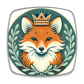 Königlicher Fuchs Abzeichen Majestätisches Tierdesign - Viereckiger Kühlschrankmagnet - Weiß - Vorne